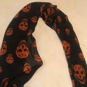black and orange skull scarf